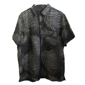 Tasso Elba Charcoal Tropical Silk Linen Camp Shirt U23